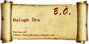 Balogh Örs névjegykártya