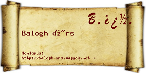 Balogh Örs névjegykártya